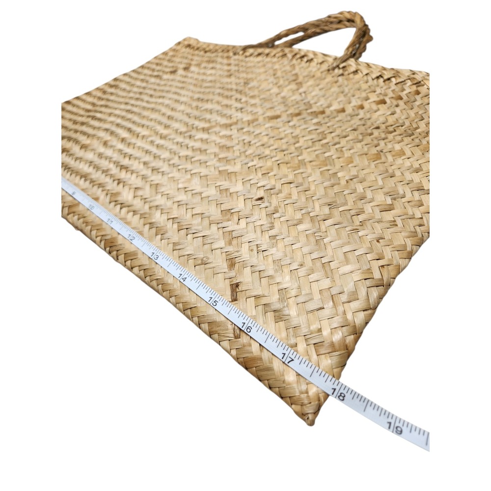 Vintage Straw Woven Tote Bag Boho Cottagecore Coastal Beach Resort Tan Artisan - Picture 12 of 13